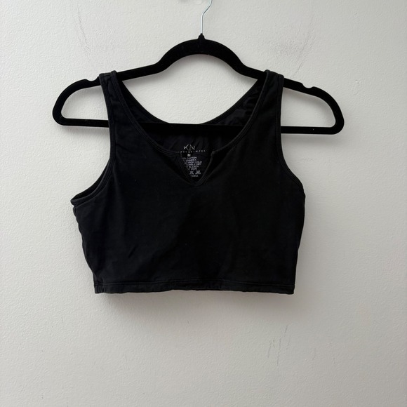 Klassy Network Tops - Klassy Network Brami Crop Top Black Notch Neck Racerback Size M Cotton Spandex